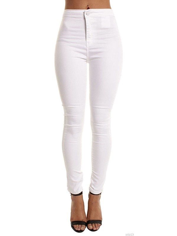 Plain Slim Mid-waist Dame Pants