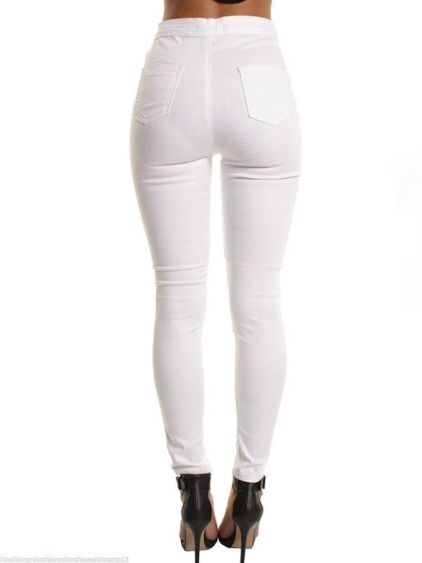 Plain Slim Mid-waist Dame Pants