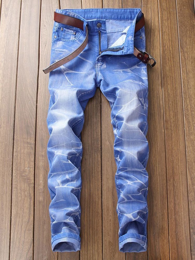 Plain Straight Mens Cotton Denim Fabric Bukser