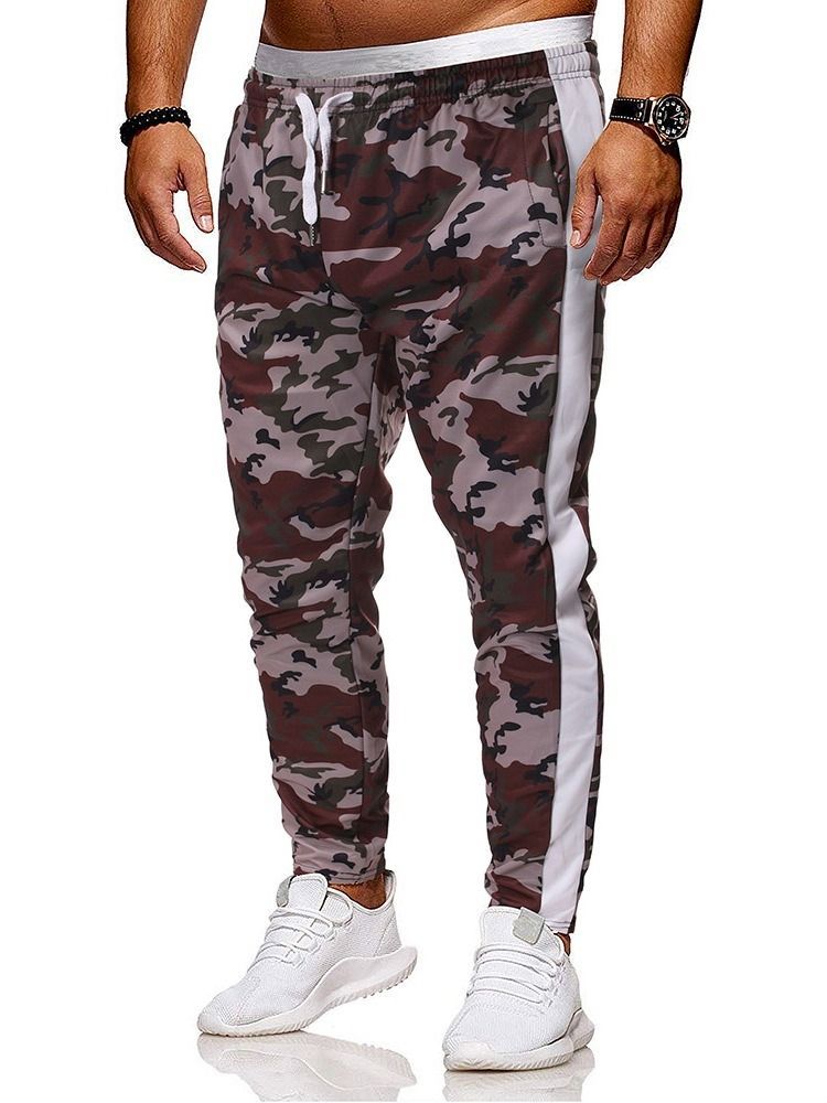 Pocket Camouflage Lace-up Menns Casual Bukser