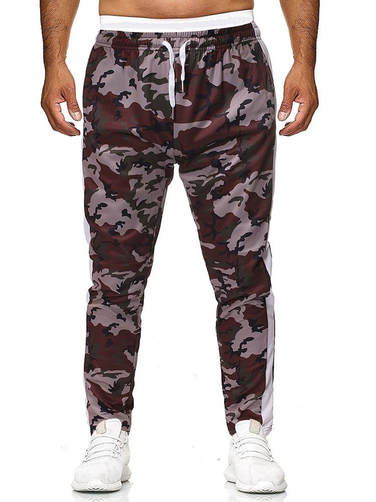 Pocket Camouflage Lace-up Menns Casual Bukser