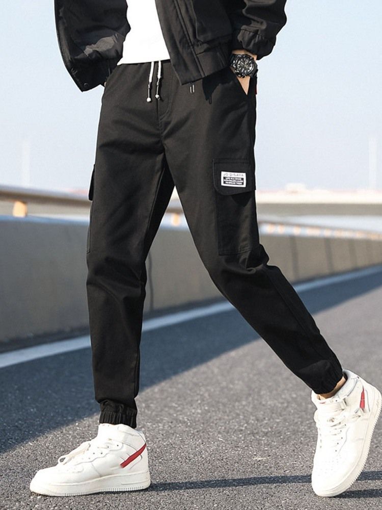 Pocket Overall Lace-up Style Casual Bukser For Menn