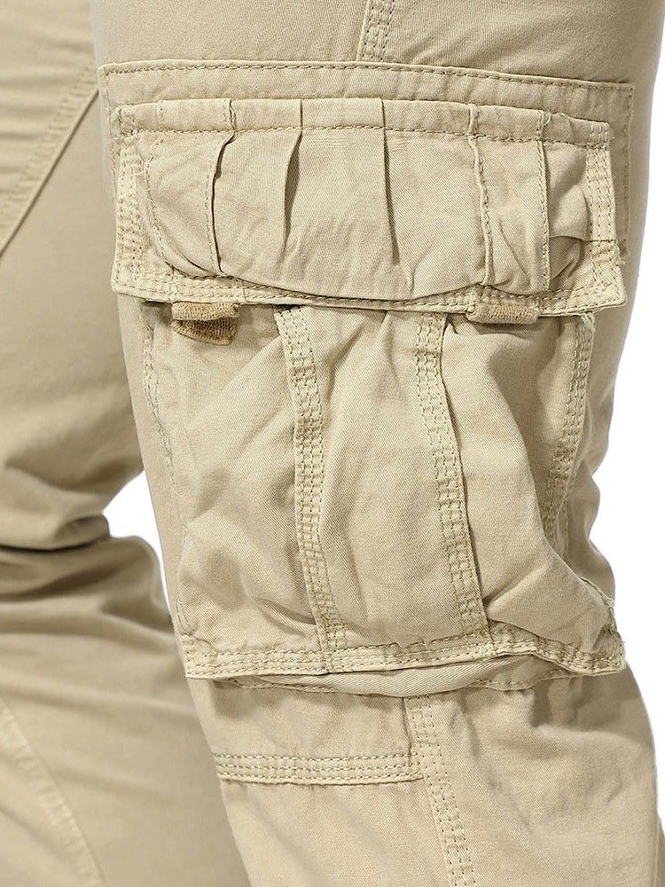 Pocket Overall Plain Zipper Mens Casual Bukser