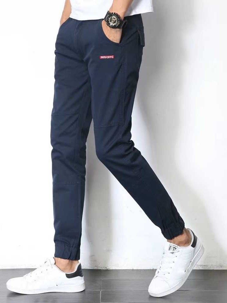 Pocket Pencil Mid Waist Style Japanese Menns Casual Bukser