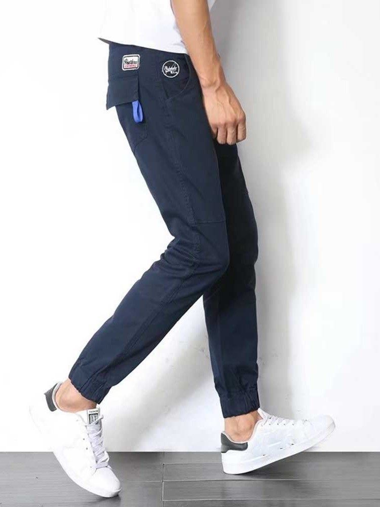 Pocket Pencil Mid Waist Style Japanese Menns Casual Bukser