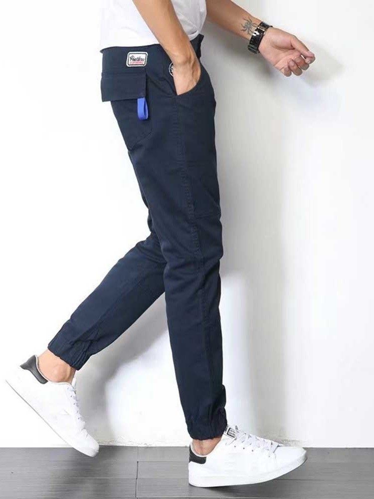 Pocket Pencil Mid Waist Style Japanese Menns Casual Bukser