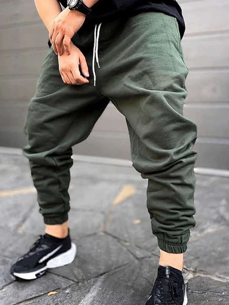 Pocket Plain Mid Waist Pencil Pants For Menn