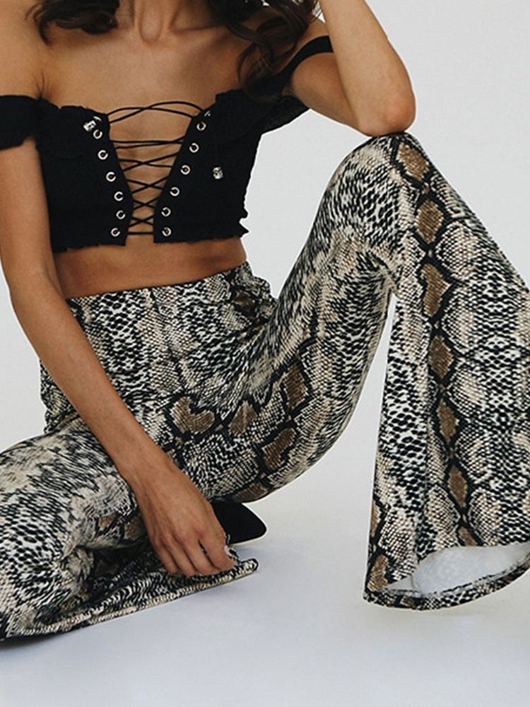 Print Serpentine Slim Full Bellbottoms Dame Casual Bukser