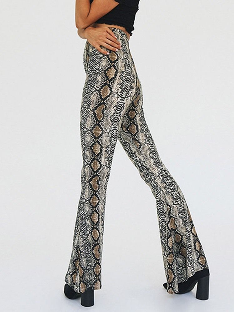 Print Serpentine Slim Full Bellbottoms Dame Casual Bukser