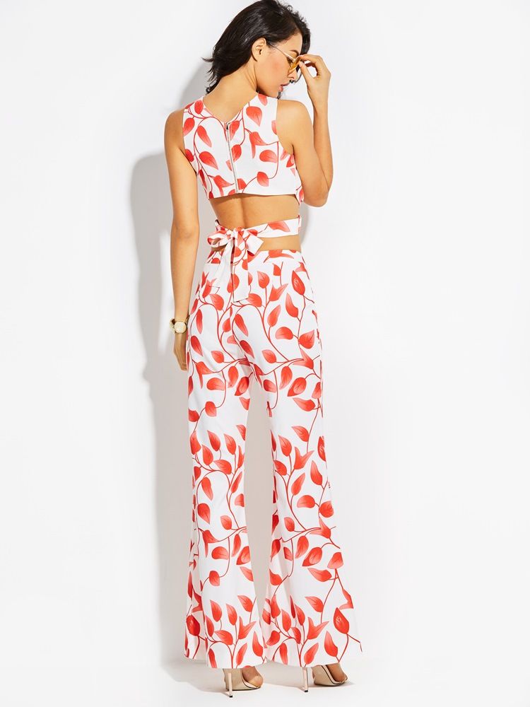 Printed Elastics Flared Pants