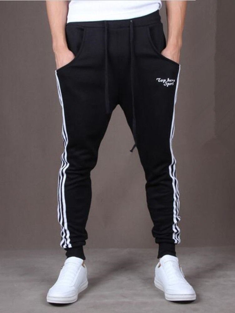 Printed Side Stripeed Mens Lace-up Casual Bukser