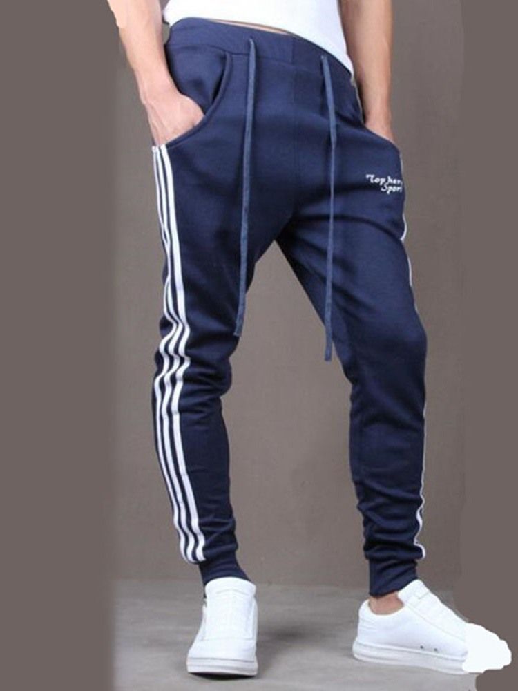 Printed Side Stripeed Mens Lace-up Casual Bukser