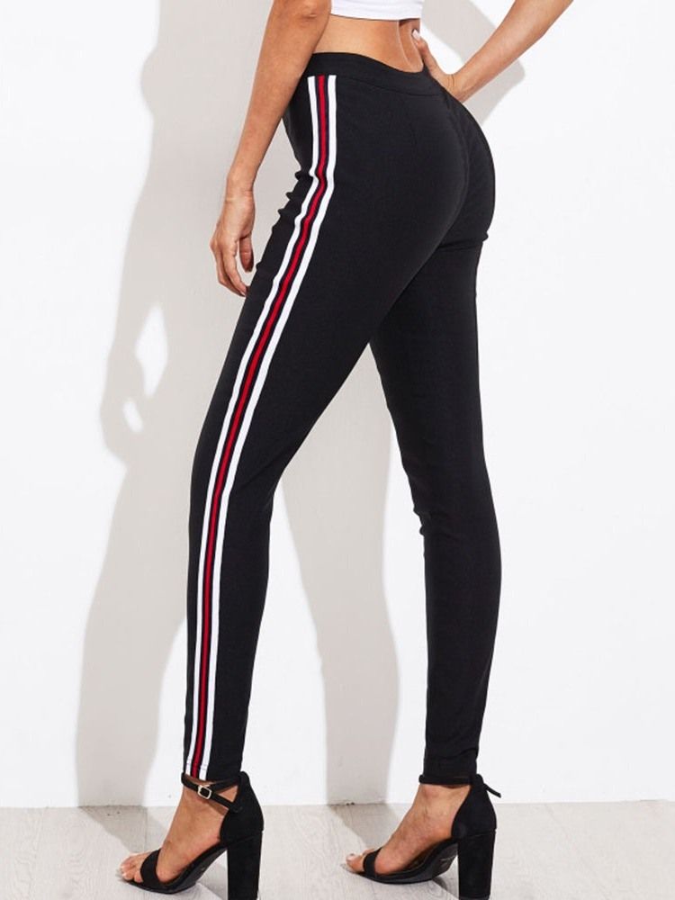 Skinny Stripe Dame Full Length Pencil Pants Casual Bukser For Kvinner