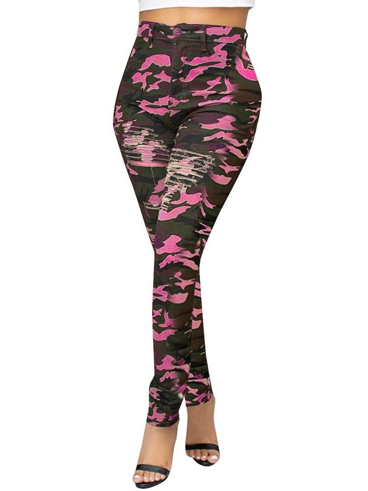 Slim Camouflage Pencil Pants For Kvinner Casual Bukser