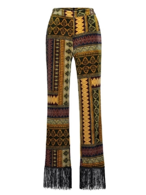 Slim Geometric Print Dame Bellbottoms