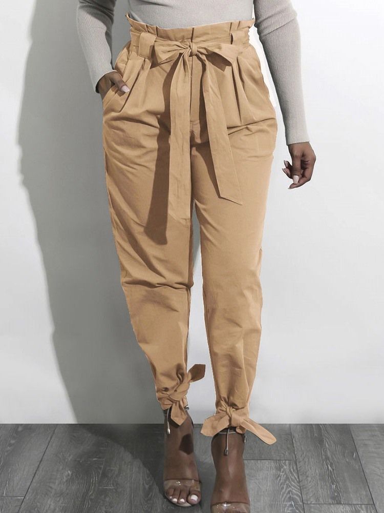 Slim Plain Pencil Pants I Full Lengde