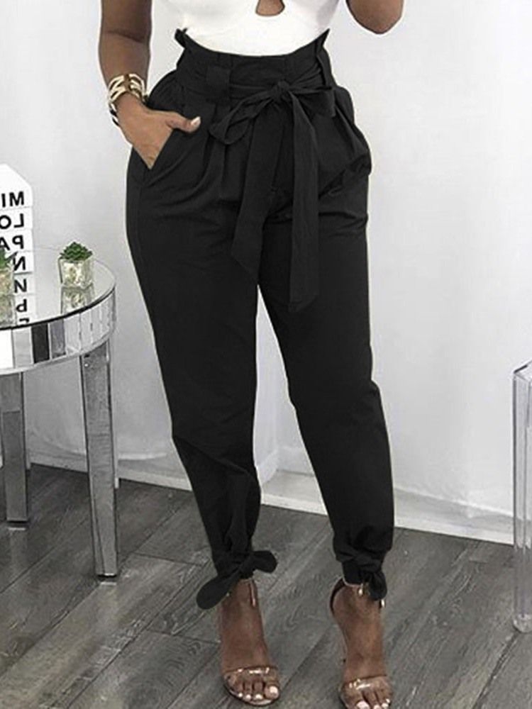 Slim Plain Pencil Pants I Full Lengde