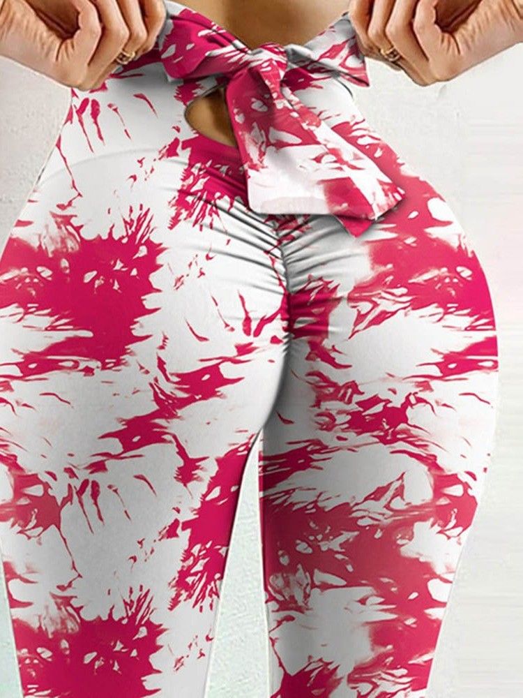 Slim Print Pencil Pants I Full Lengde Kvinners Casual Bukser