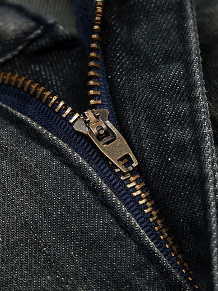 Straight Denim Holes Medal Patch Unique Herre Bukser