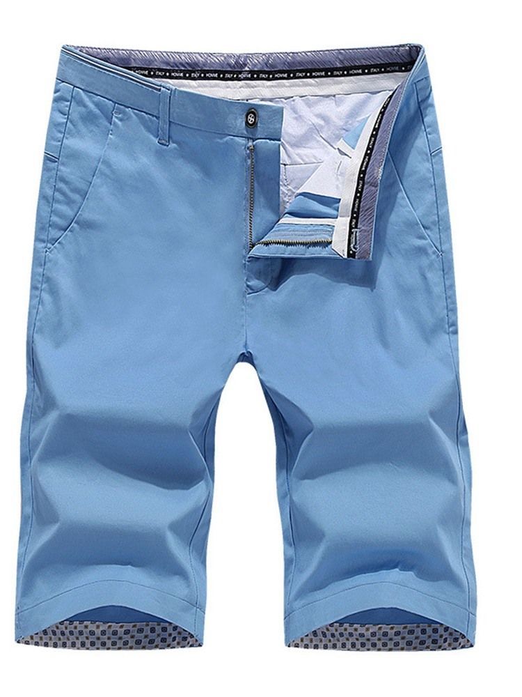 Straight Pocket Thin Summer Mens Mid Waist Casual Bukser