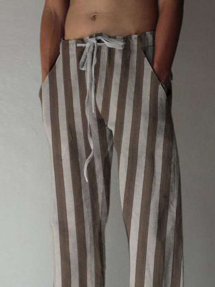 Straight Stripe Print European Herre Casual Bukser