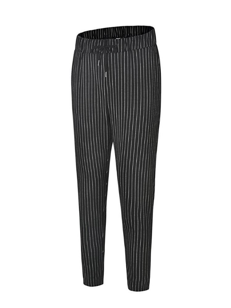 Stripe Pencil Lace-up Menns Casual Bukser