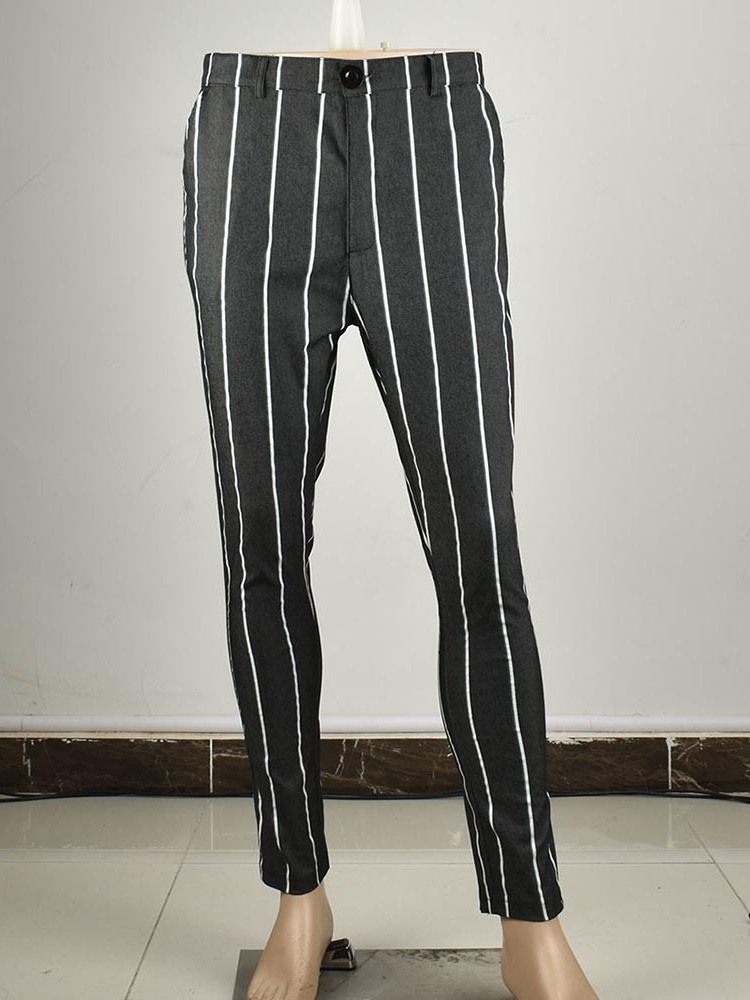 Stripe Pencil Pants Glidelås Herre Casual Bukser