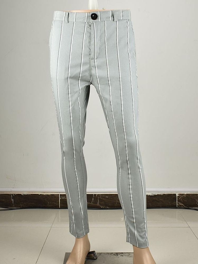 Stripe Pencil Pants Glidelås Herre Casual Bukser