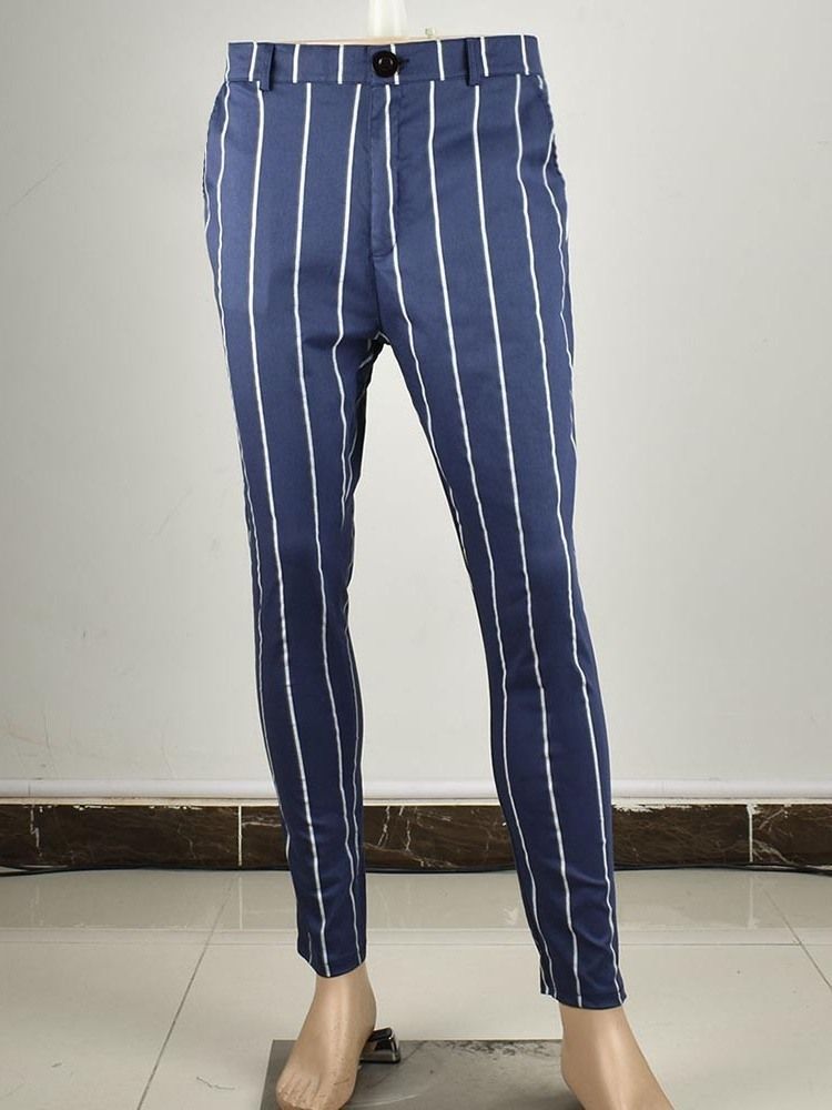 Stripe Pencil Pants Glidelås Herre Casual Bukser