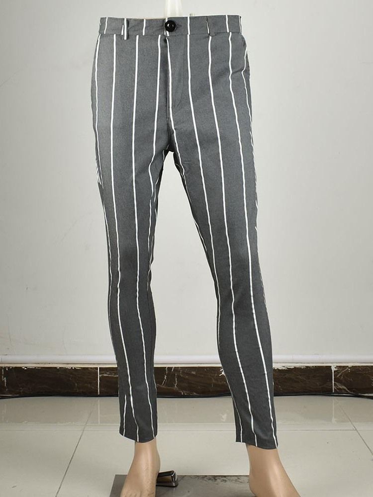 Stripe Pencil Pants Glidelås Herre Casual Bukser