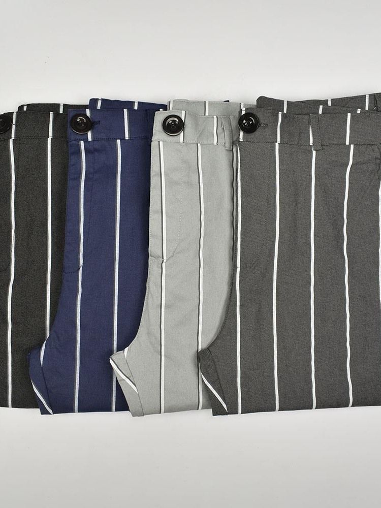 Stripe Pencil Pants Glidelås Herre Casual Bukser