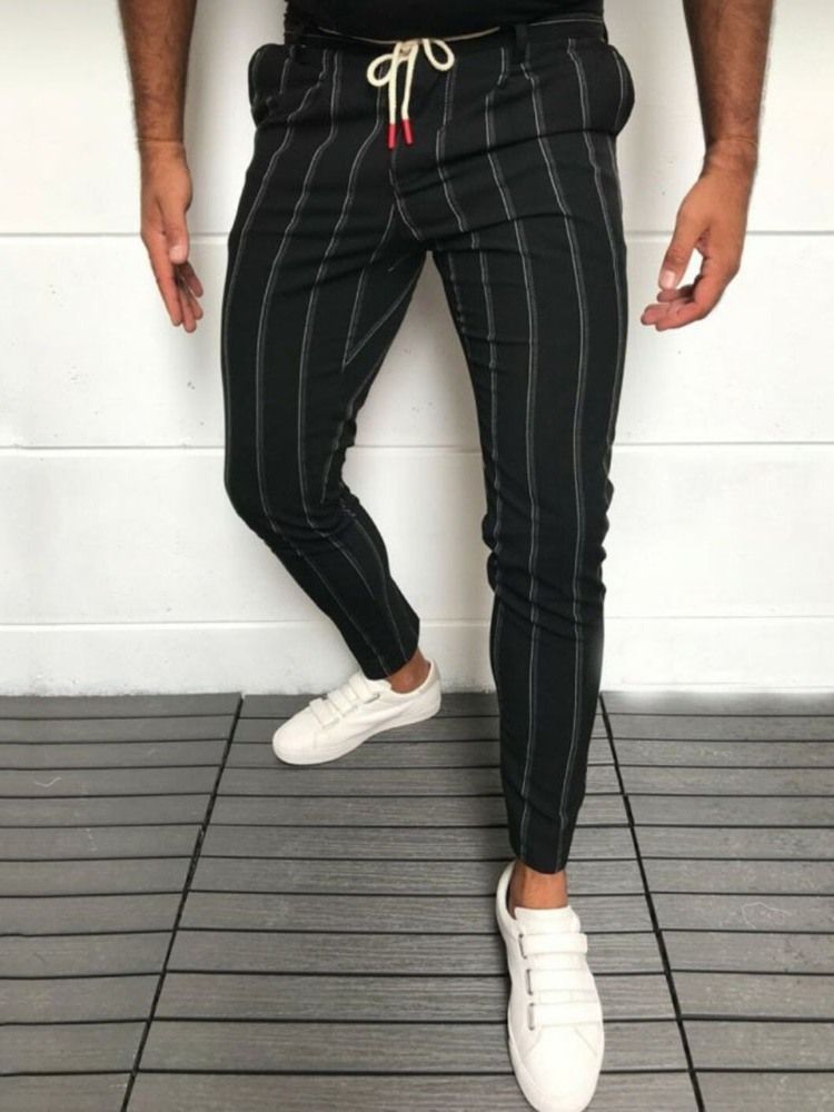 Stripe Pocket European Herre Casual Bukser