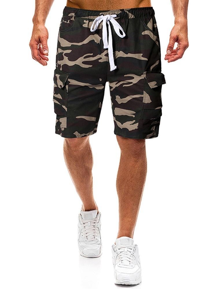 Thin Lace-up Camouflage Casual Mens Bukser