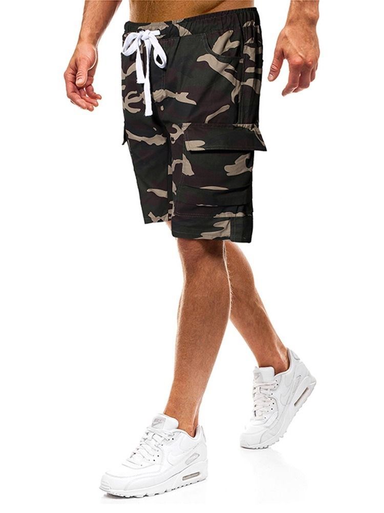 Thin Lace-up Camouflage Casual Mens Bukser