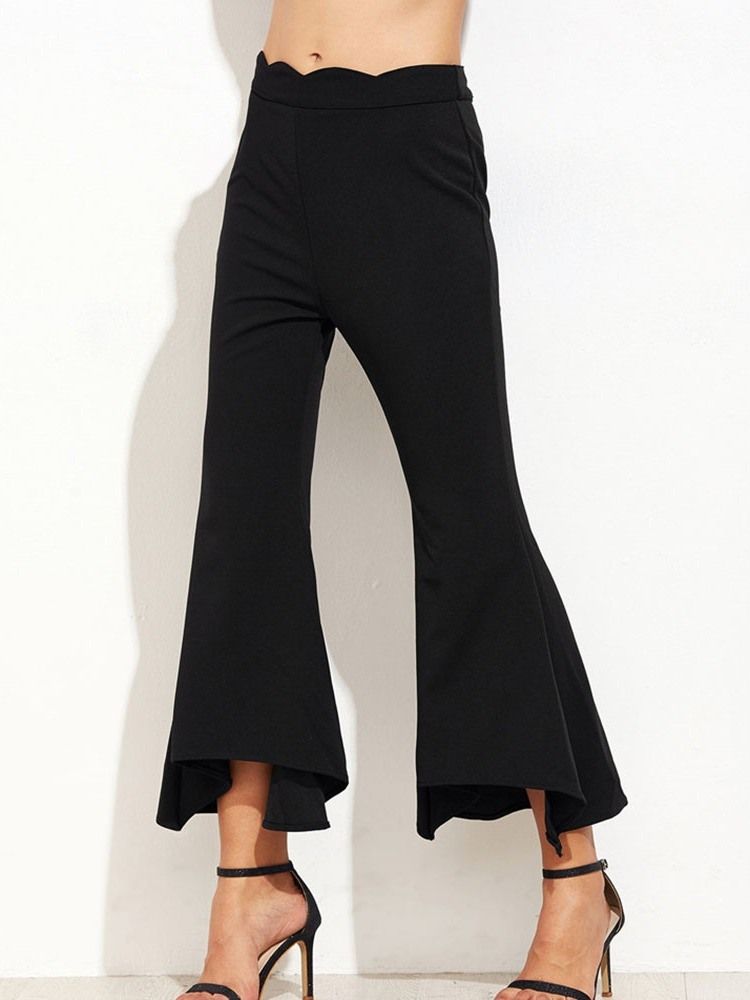 Vanlig Glidelås For Kvinner Loose Bellbottoms Ankel Length Casual Bukser