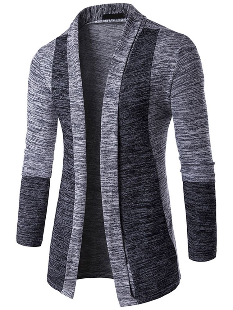 Color Block Cardigan Casual Menns Strikkevarer