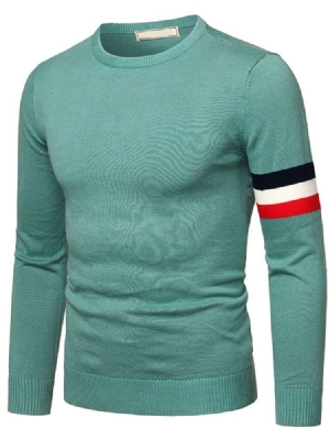 Menn Standard Stripe Slim Neck Genser Med Rund Hals