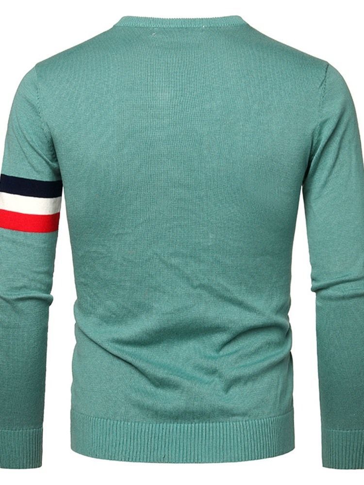 Menn Standard Stripe Slim Neck Genser Med Rund Hals