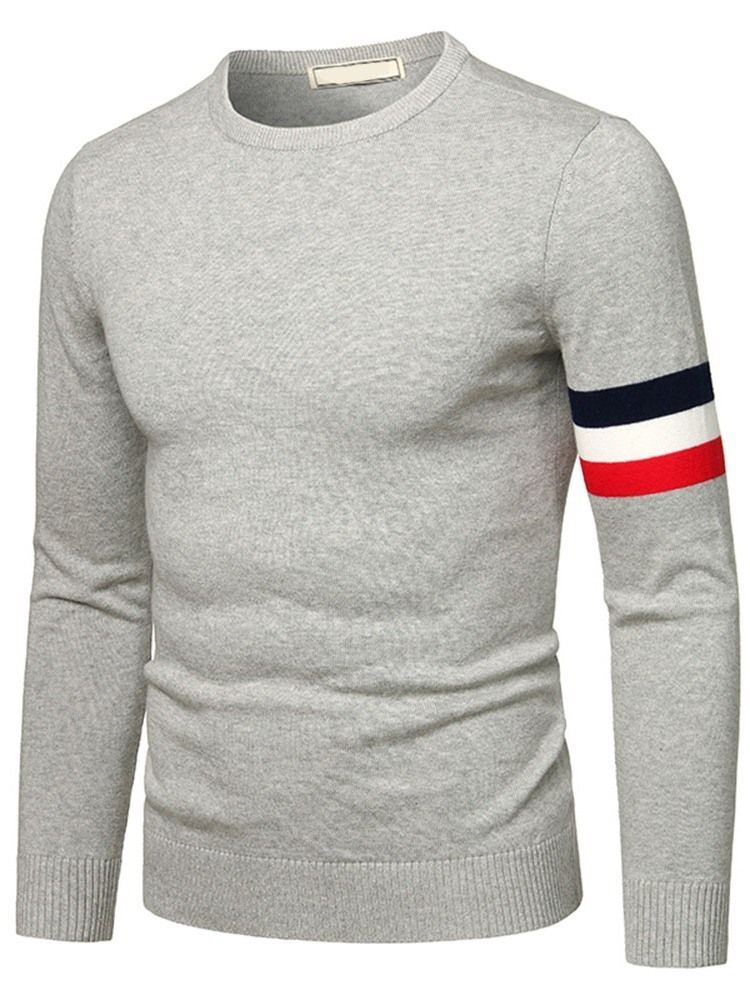 Menn Standard Stripe Slim Neck Genser Med Rund Hals