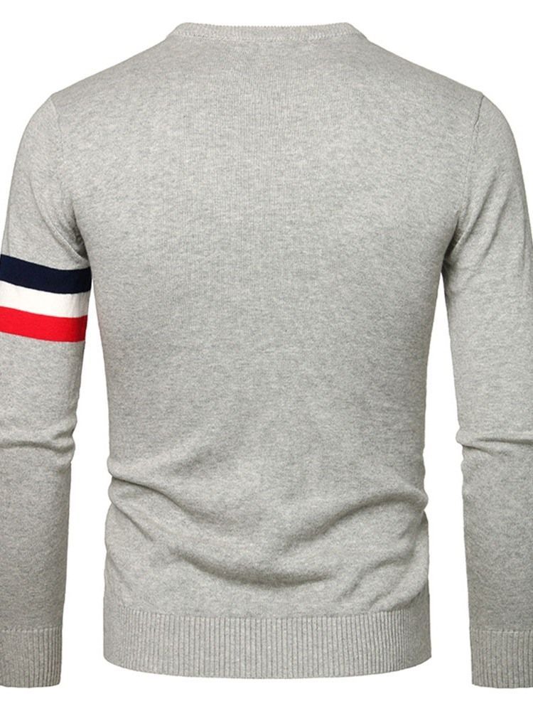 Menn Standard Stripe Slim Neck Genser Med Rund Hals