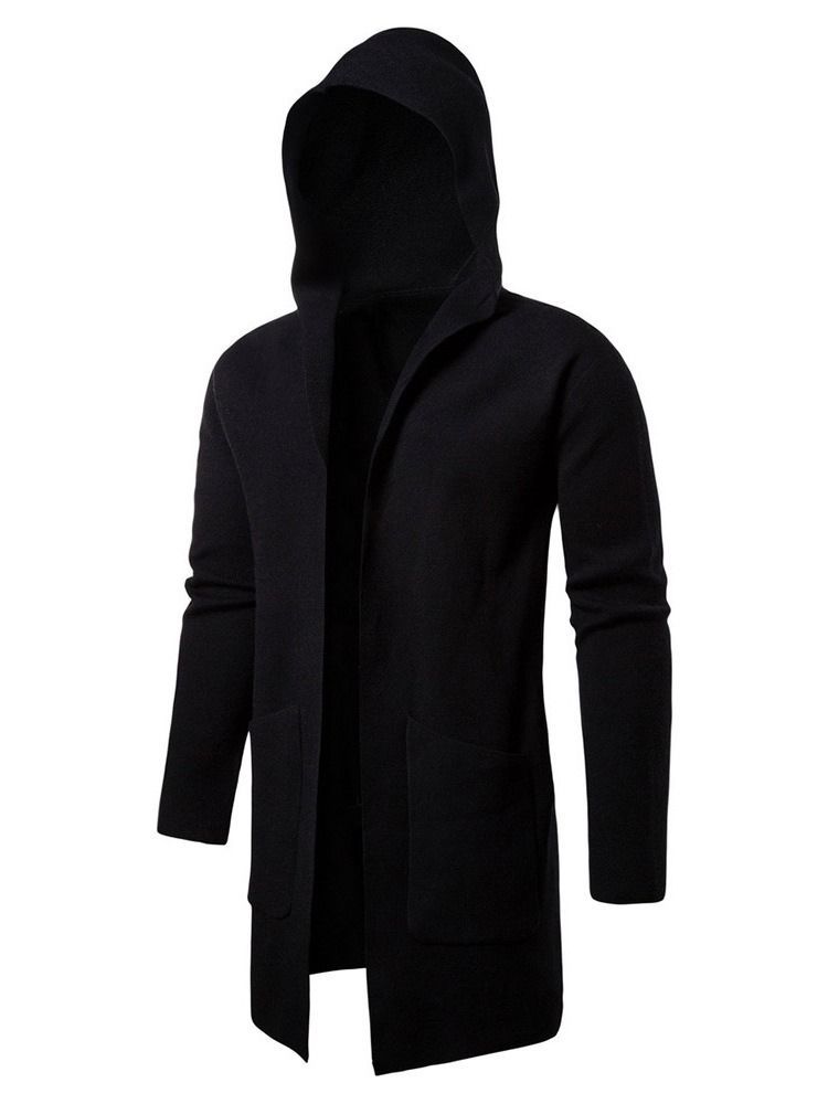 Mid-length Pocket Hooded Herre Slim Wrapped Sweater