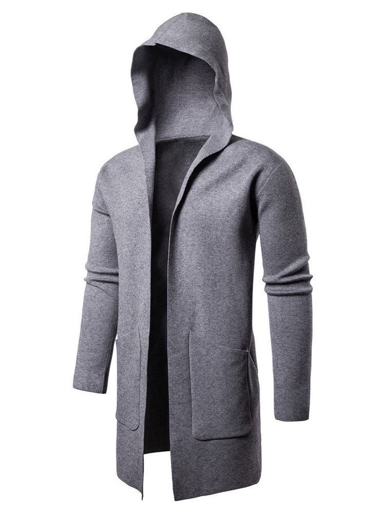 Mid-length Pocket Hooded Herre Slim Wrapped Sweater