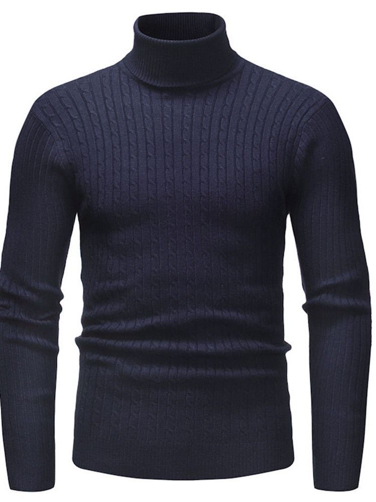 Plain Standard Turtleneck Casual Slim Men Genser For Menn