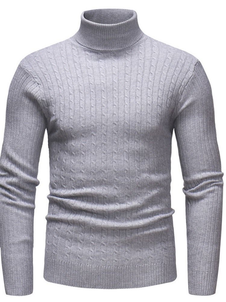 Plain Standard Turtleneck Casual Slim Men Genser For Menn