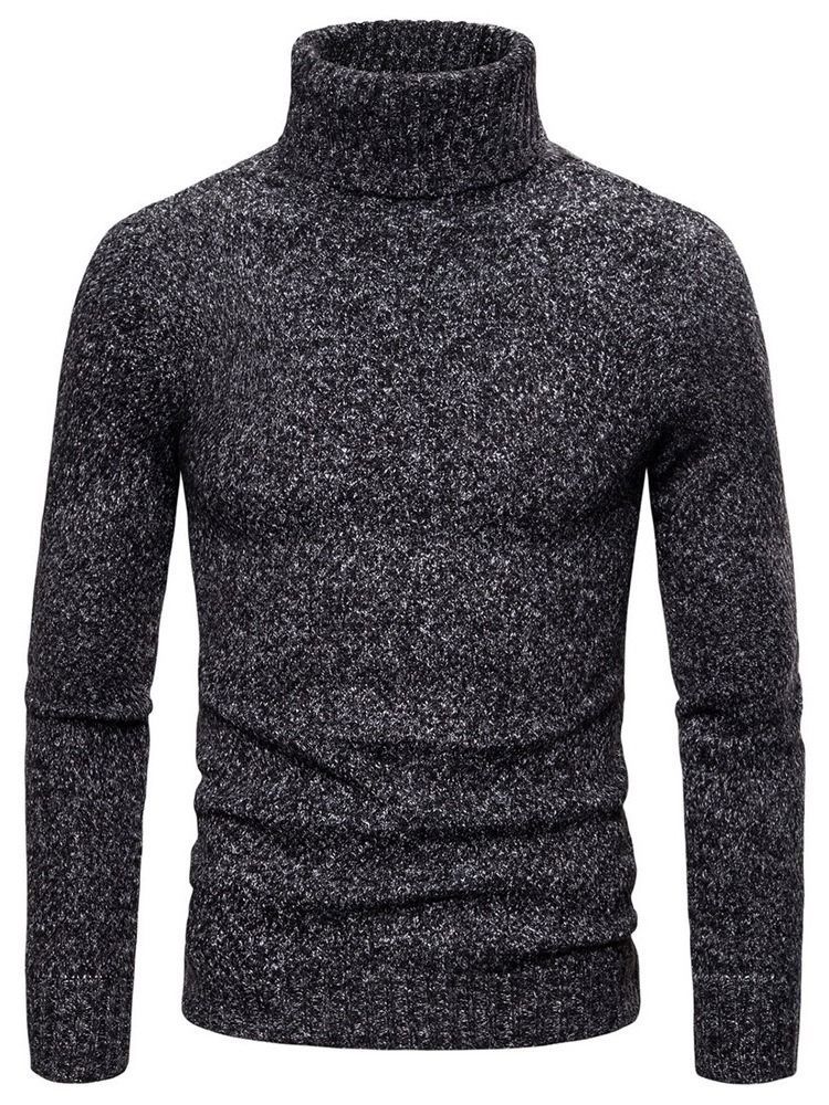 Plain Turtleneck Standard Casual Menns Genser