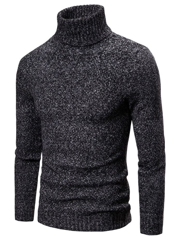 Plain Turtleneck Standard Casual Menns Genser