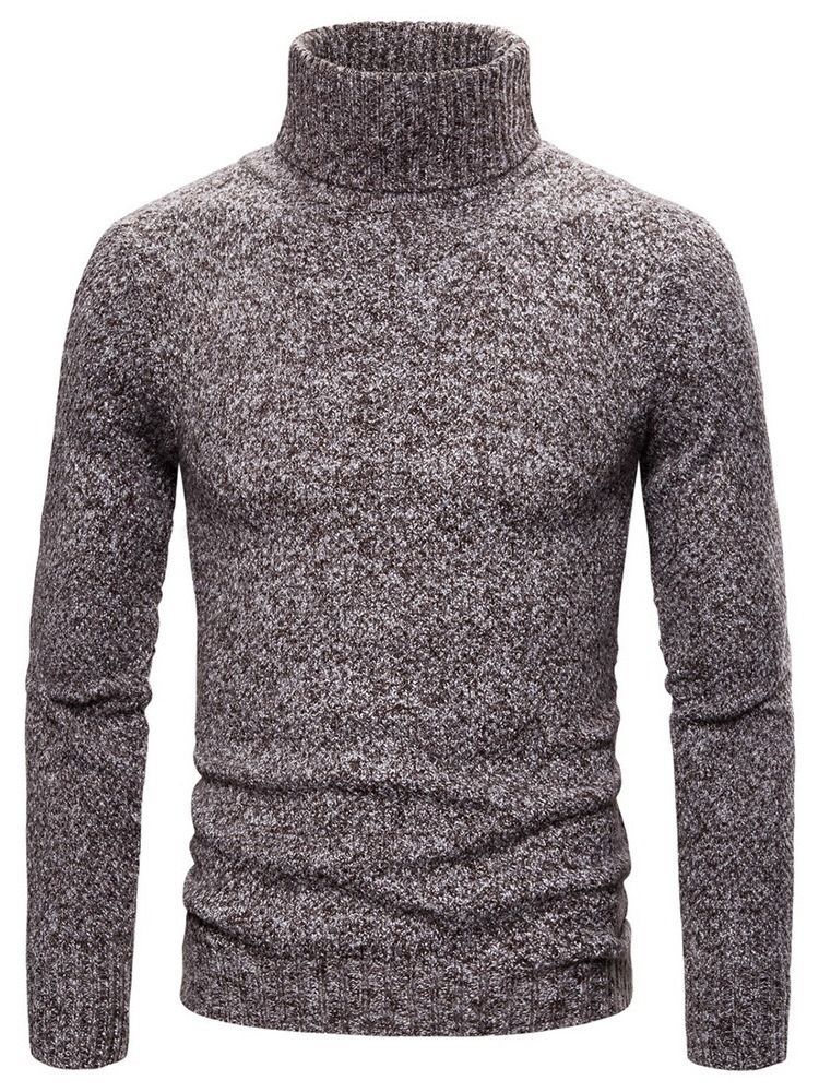 Plain Turtleneck Standard Casual Menns Genser