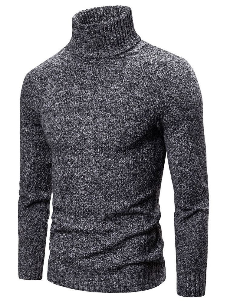 Plain Turtleneck Standard Casual Menns Genser