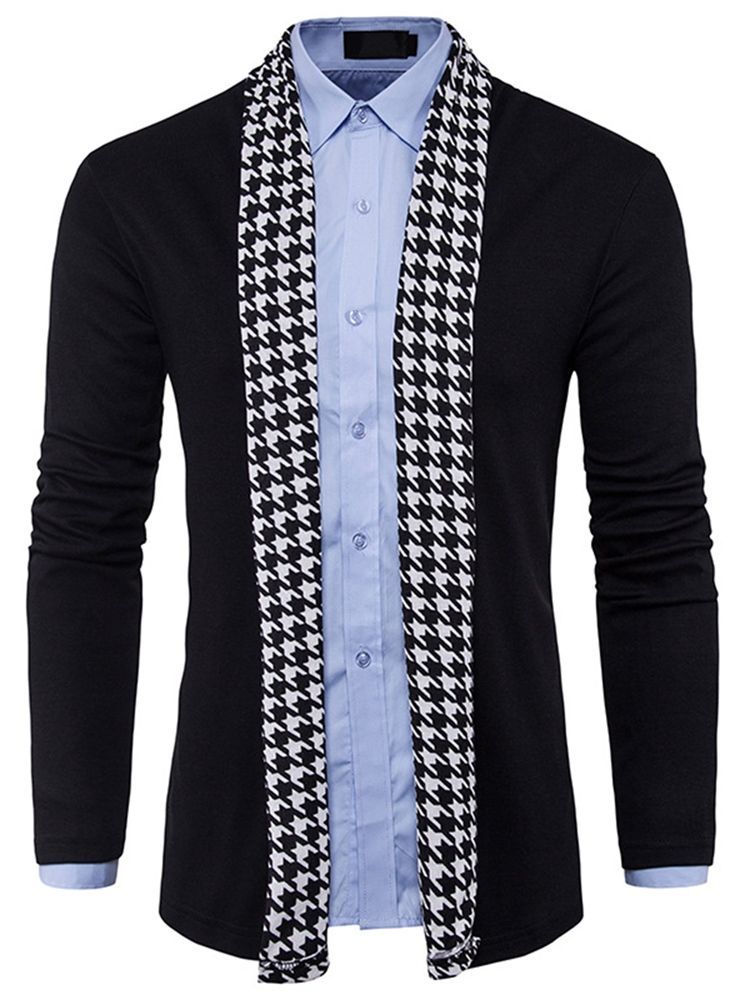 Standard Houndstooth Slim Fall Genser For Menn