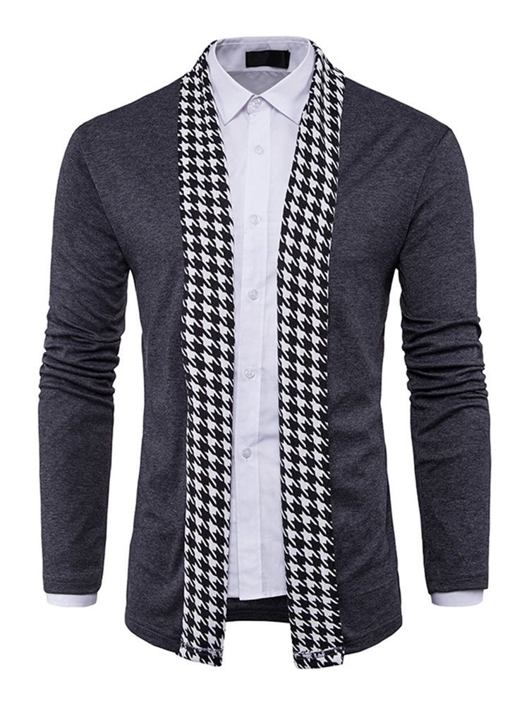 Standard Houndstooth Slim Fall Genser For Menn